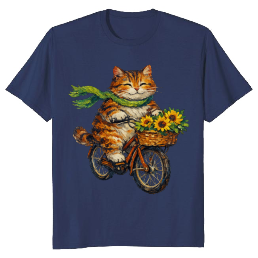 Whimsical Post-Impressionist Tabby Cat T-Shirt Cozy Gifts for Men Women Boy Kids T-Shirt