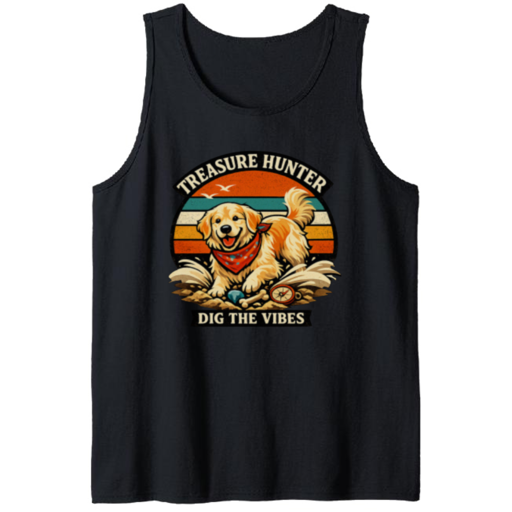 Golden Retriever Retro Sunset Tanktop Vintage Vector Illustration Stylish Gifts for Men Women Boy Kids Tanktop