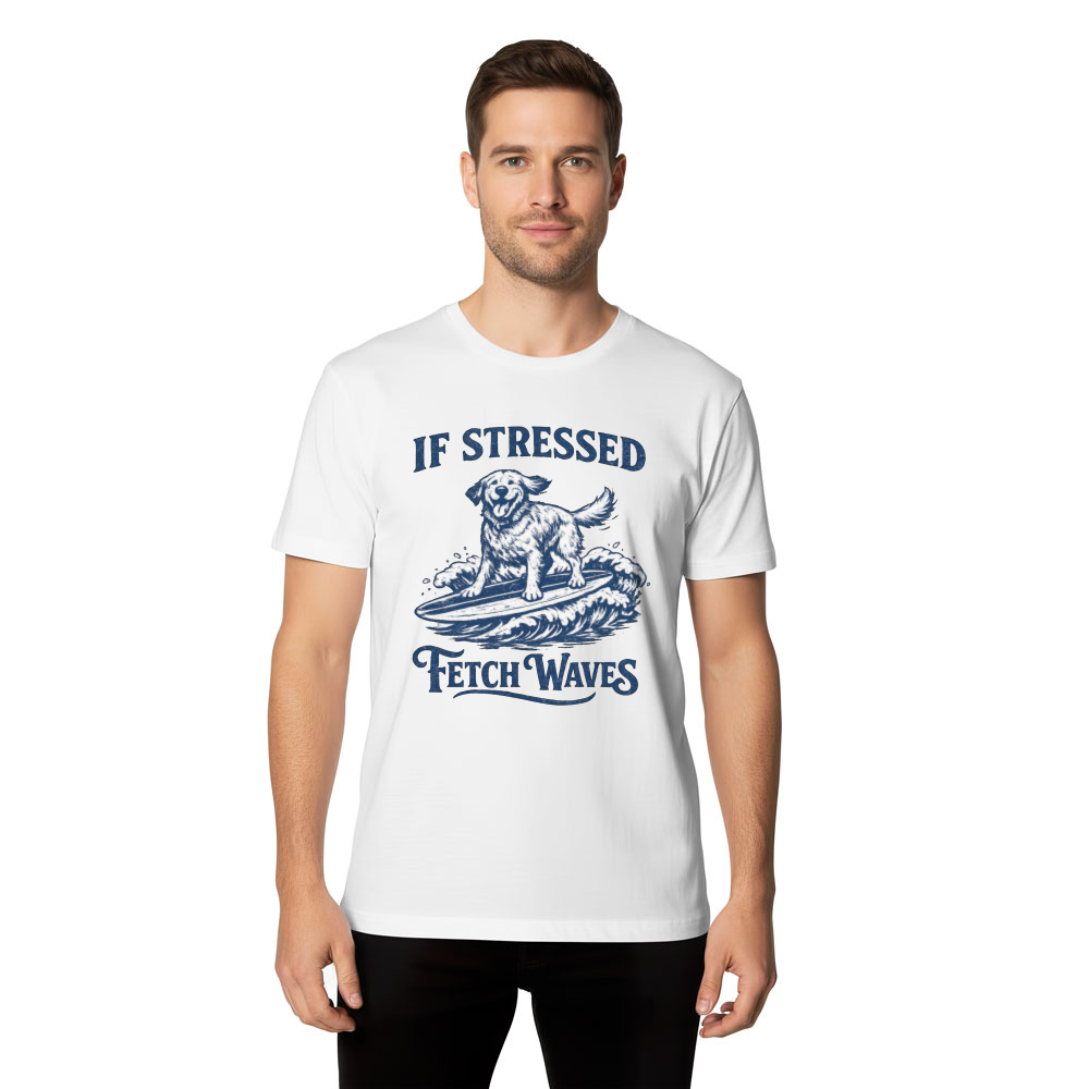 Vintage Surfing Golden Retriever T-Shirt Coastal Canine Tee Playful Gifts for Men Women Boy Kids T-Shirt