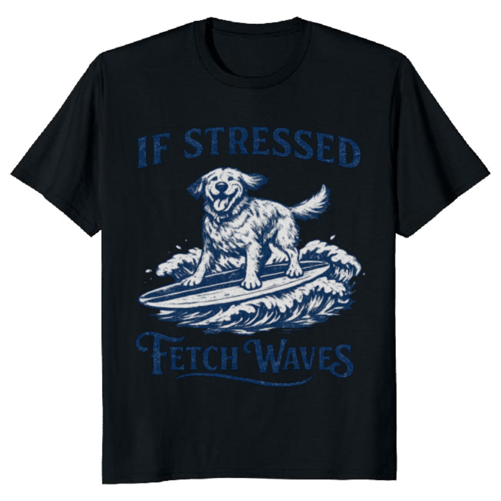 Vintage Surfing Golden Retriever T-Shirt Coastal Canine Tee Playful Gifts for Men Women Boy Kids T-Shirt