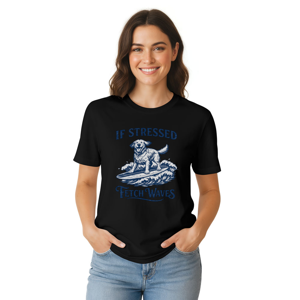 Vintage Surfing Golden Retriever T-Shirt Coastal Canine Tee Playful Gifts for Men Women Boy Kids T-Shirt