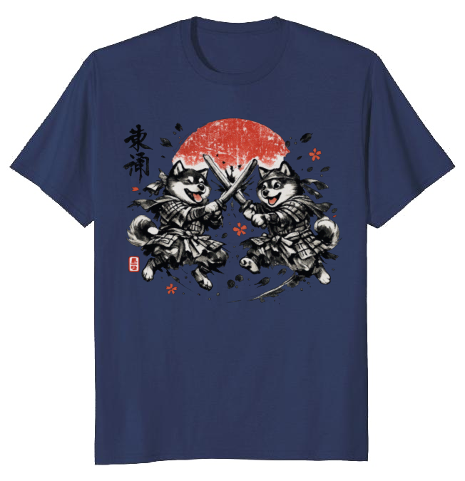 Shiba Samurai T-Shirt For Dog Lovers And Japanese Culture Fans Artful Gifts For Men Women Boy Kids T-Shirt