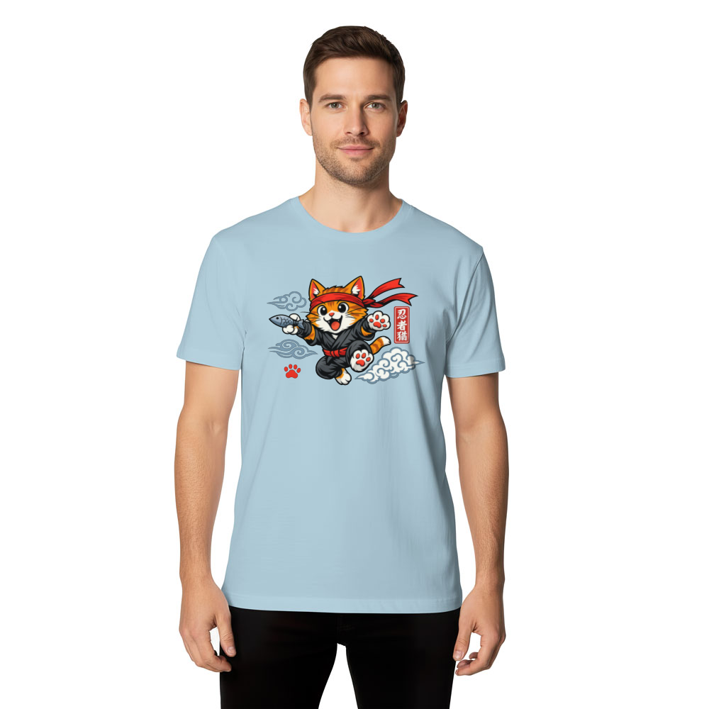 Ukiyo-e Neko Ninja Cat Graphic Tee Anime Pet Lovers Playful Gifts for Men Women Boy Kids T-Shirt