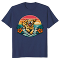 Retro Surf Golden Retriever Sunset Graphic Tee Cute Gifts for Men Women Boy Kids T-Shirt
