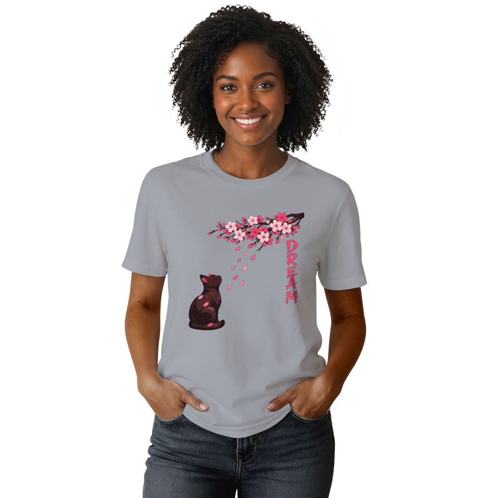 Sakura Dreams Cat Tee Calm Gifts for Men Women Boy Kids T-Shirt