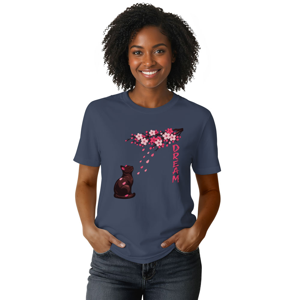 Sakura Dreams Cat Tee Calm Gifts for Men Women Boy Kids T-Shirt