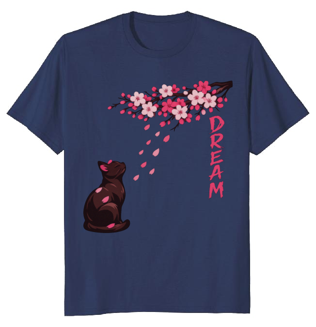 Sakura Dreams Cat Tee Calm Gifts for Men Women Boy Kids T-Shirt