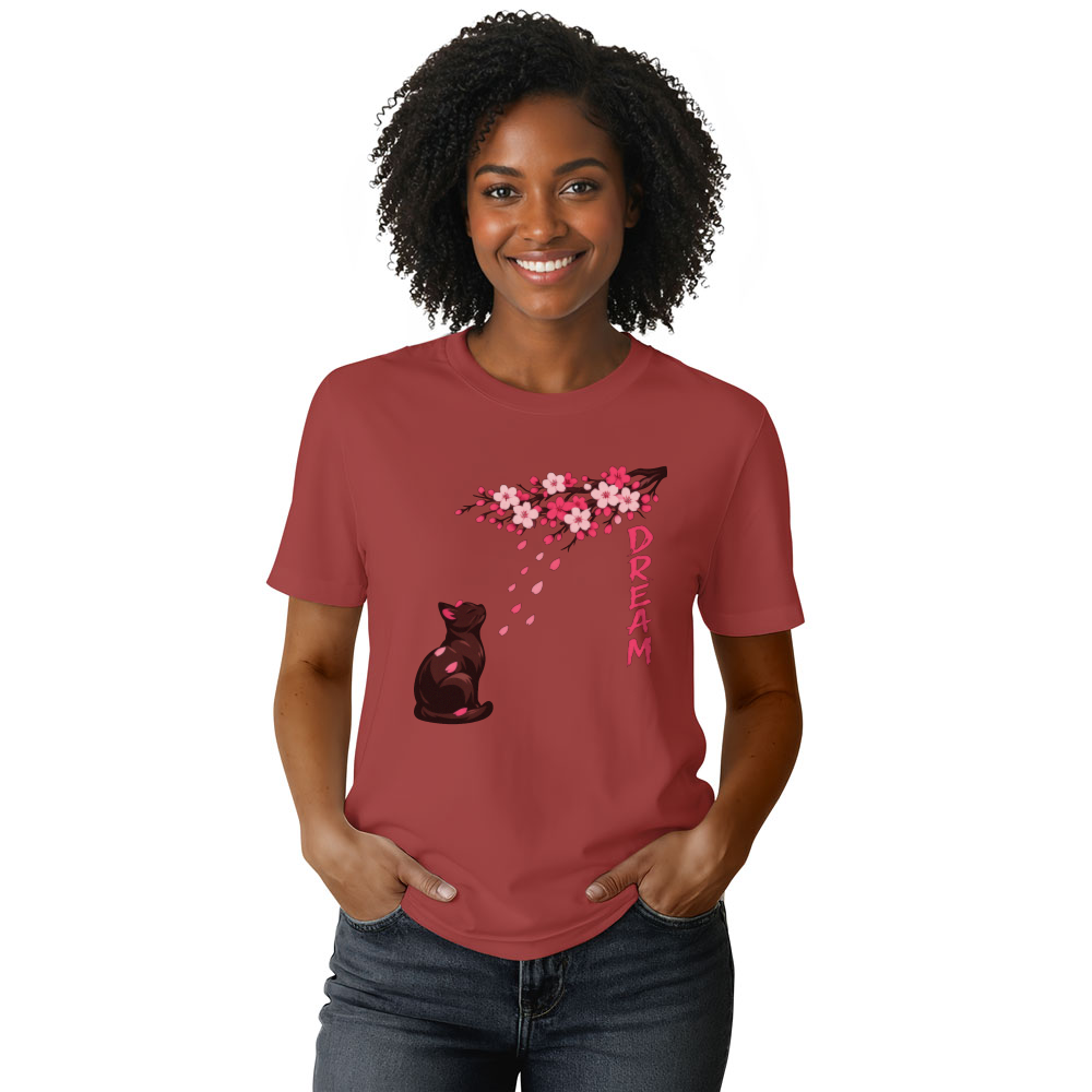 Sakura Dreams Cat Tee Calm Gifts for Men Women Boy Kids T-Shirt