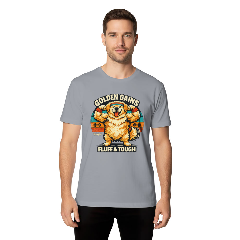 Golden Retriever Gym T-Shirt Vintage Retro Sunset Fluffy Muscle Pup Wholesome Gifts for Men Women Boy Kids T-Shirt