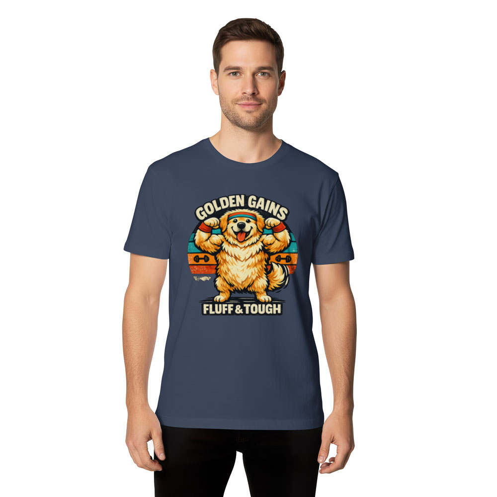 Golden Retriever Gym T-Shirt Vintage Retro Sunset Fluffy Muscle Pup Wholesome Gifts for Men Women Boy Kids T-Shirt