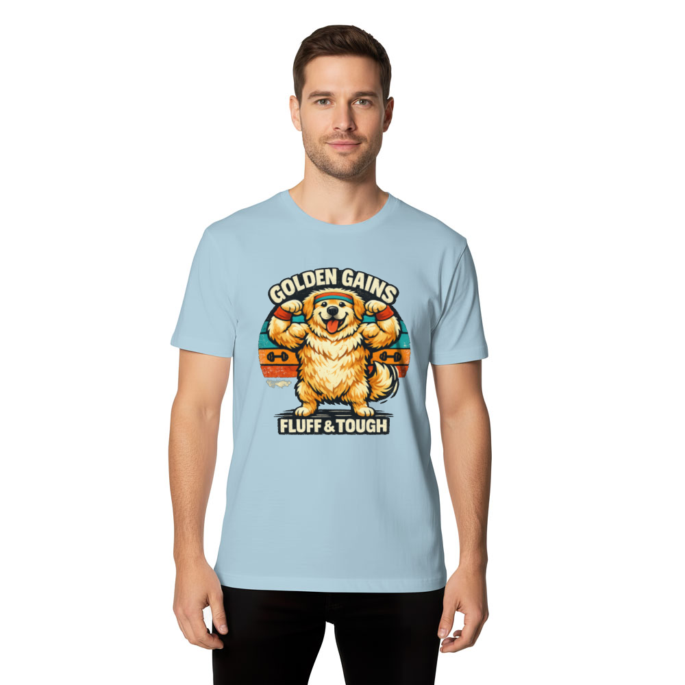 Golden Retriever Gym T-Shirt Vintage Retro Sunset Fluffy Muscle Pup Wholesome Gifts for Men Women Boy Kids T-Shirt