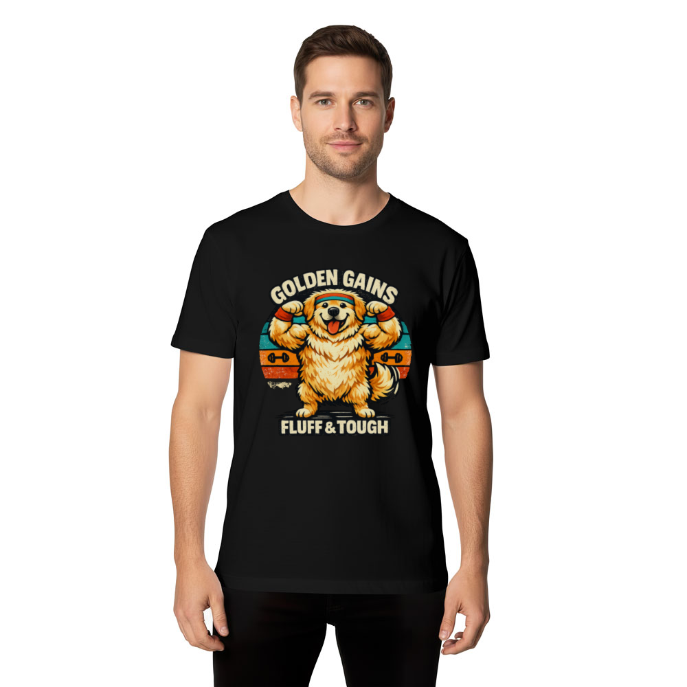Golden Retriever Gym T-Shirt Vintage Retro Sunset Fluffy Muscle Pup Wholesome Gifts for Men Women Boy Kids T-Shirt