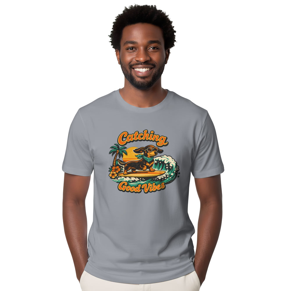 70s Surf Dachshund Graphic Tee Long Dog Longboard Retro Gifts for Men Women Boy Kids T-Shirt
