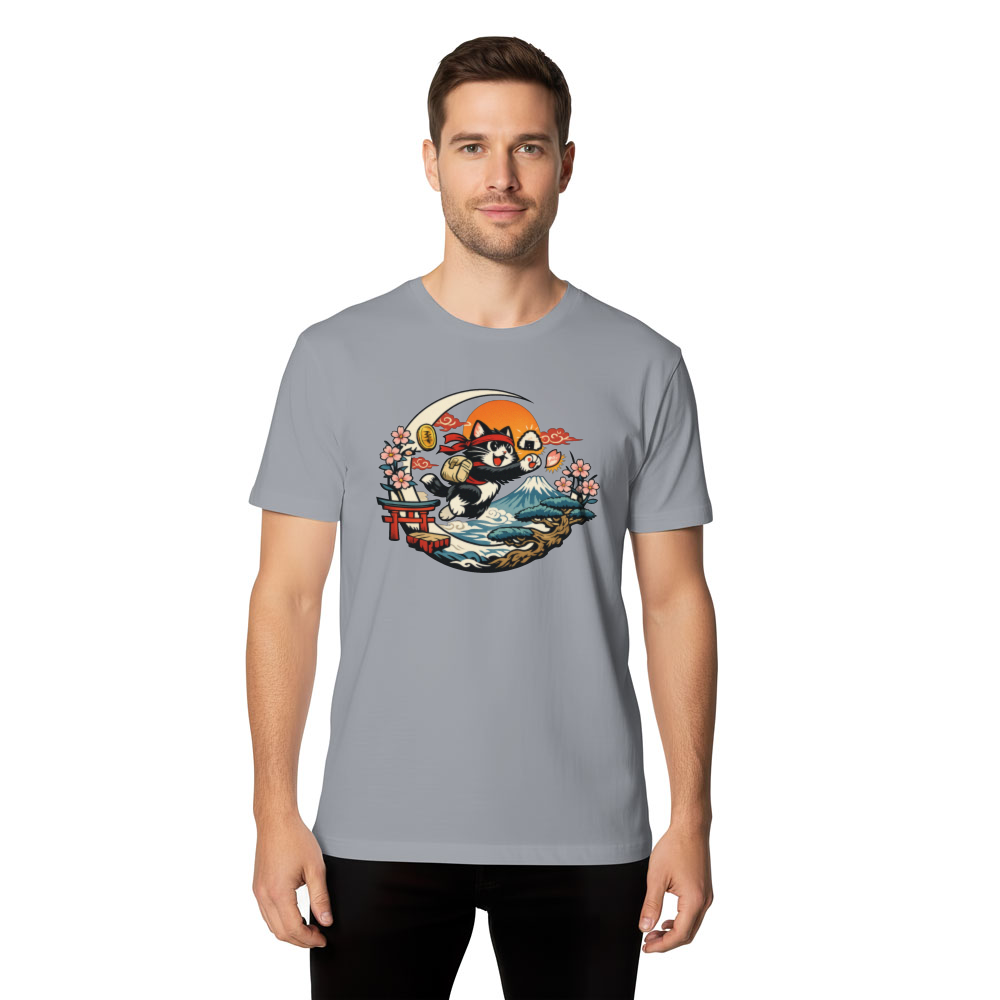 Ukiyo-E Arcade Leaping Otaku Cat Retro Gaming T-Shirt Nostalgic Gifts for Men Women Boy Kids T-Shirt
