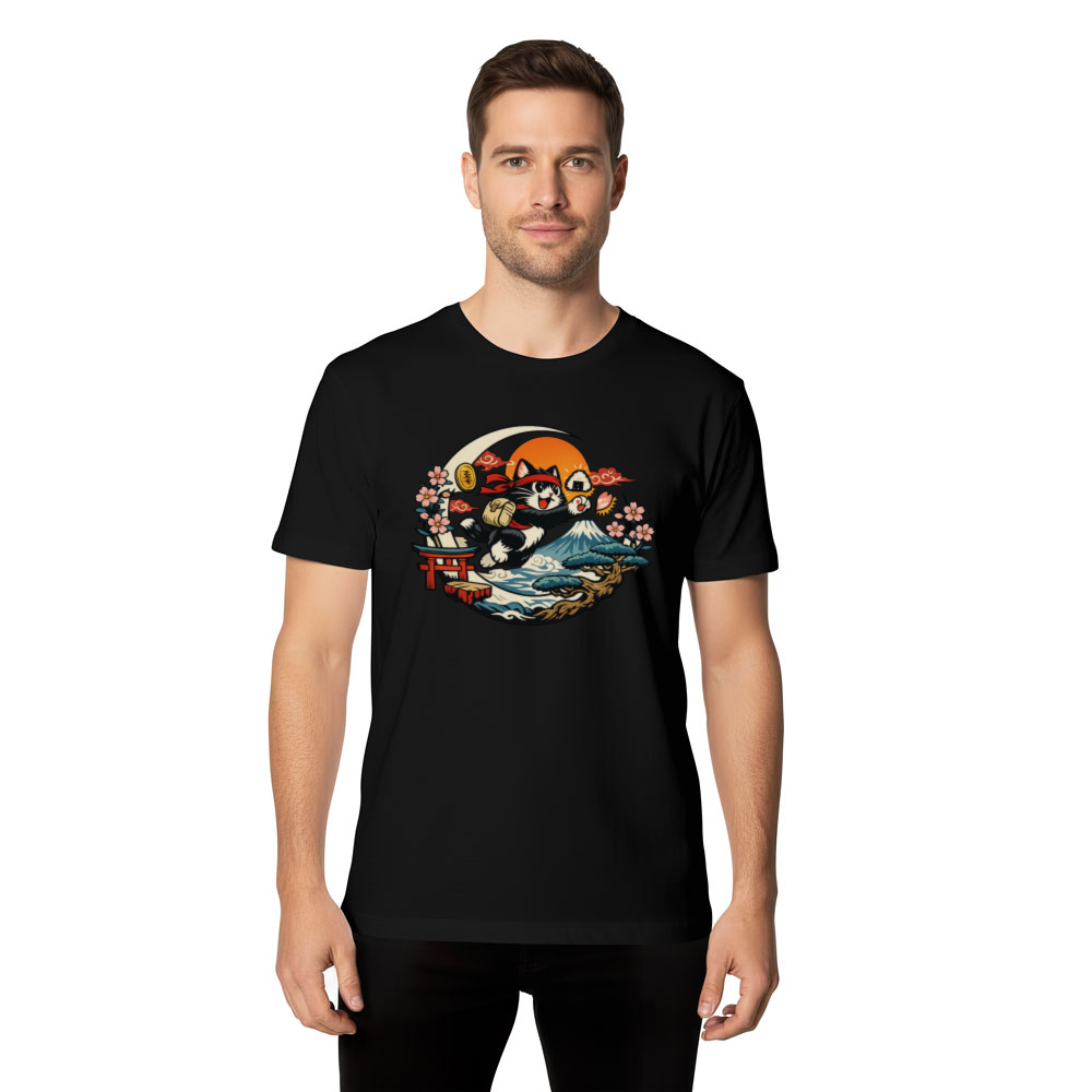 Ukiyo-E Arcade Leaping Otaku Cat Retro Gaming T-Shirt Nostalgic Gifts for Men Women Boy Kids T-Shirt