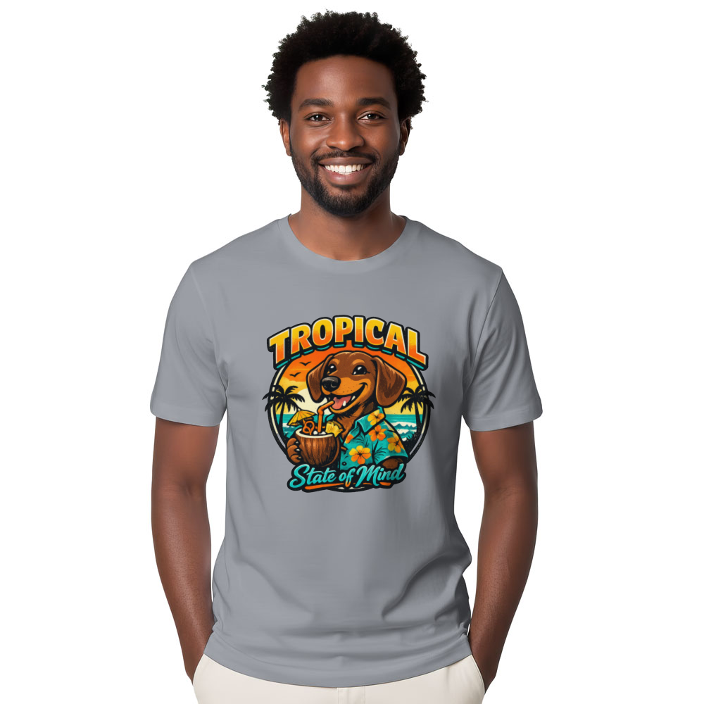 Retro Tropical Dachshund Sunset Vector T-Shirt Beach Vacation Dog Lover Retro Gifts for Men Women Boy Kids T-Shirt