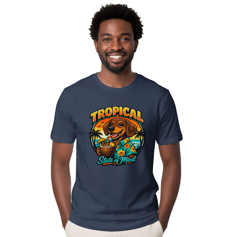 Retro Tropical Dachshund Sunset Vector T-Shirt Beach Vacation Dog Lover Retro Gifts for Men Women Boy Kids T-Shirt