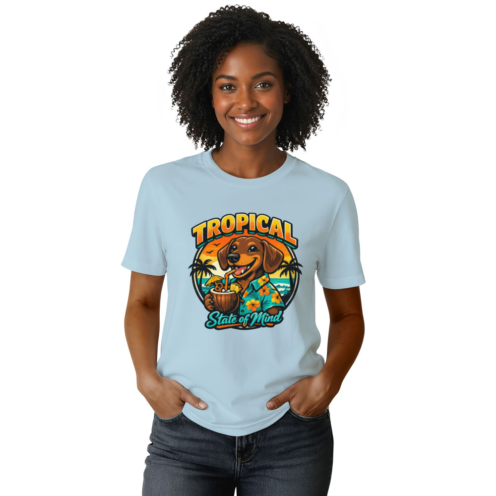 Retro Tropical Dachshund Sunset Vector T-Shirt Beach Vacation Dog Lover Retro Gifts for Men Women Boy Kids T-Shirt