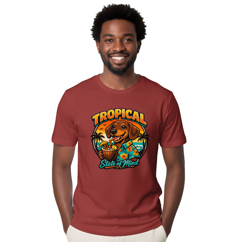 Retro Tropical Dachshund Sunset Vector T-Shirt Beach Vacation Dog Lover Retro Gifts for Men Women Boy Kids T-Shirt