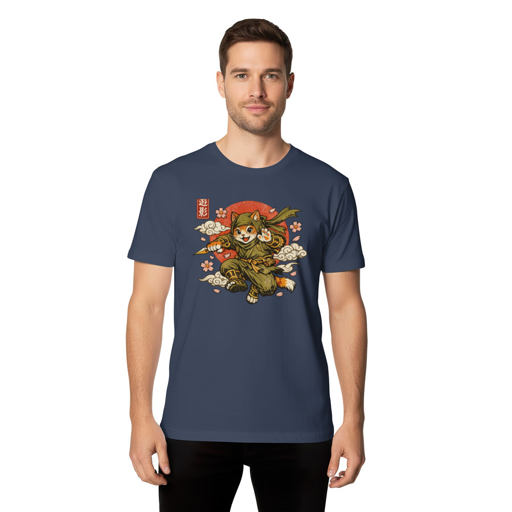 Ninja Cat Sakura Strike Vintage Japanese Graphic Whimsical Gifts for Men Women Boy Kids T-Shirt
