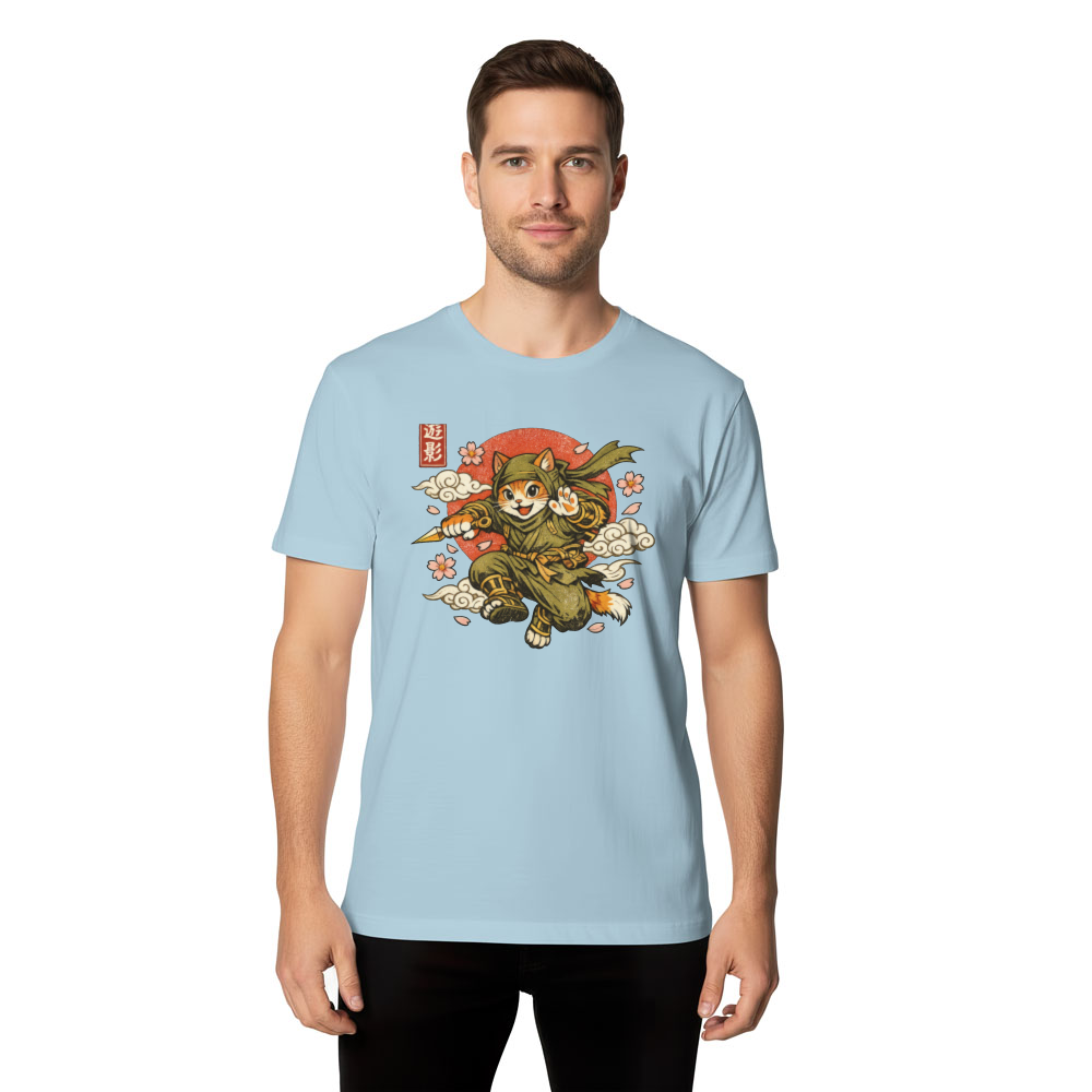 Ninja Cat Sakura Strike Vintage Japanese Graphic Whimsical Gifts for Men Women Boy Kids T-Shirt