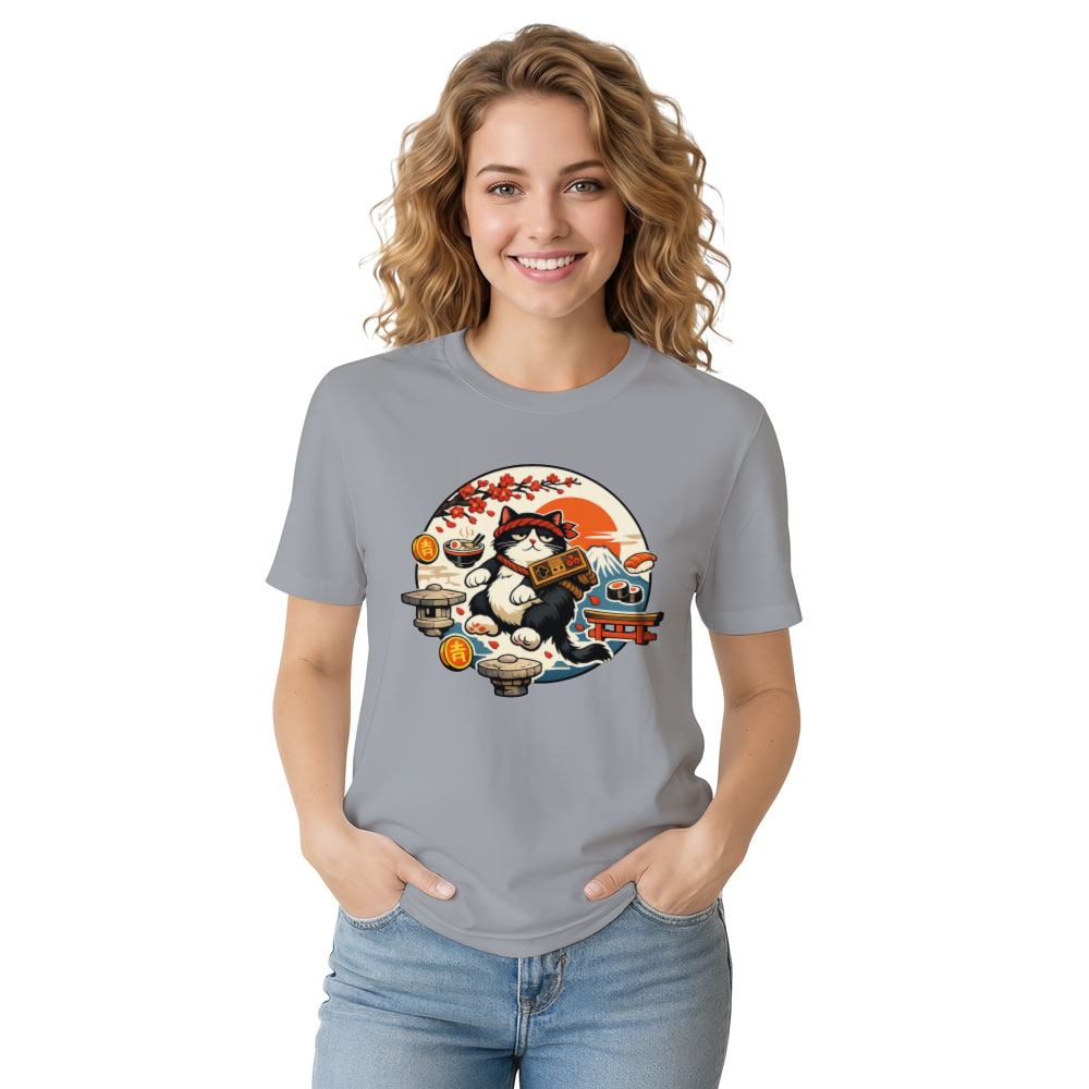 Ukiyo-e Otaku Cat T-Shirt For Anime Fans Vintage Gifts for Men Women Boy Kids T-Shirt