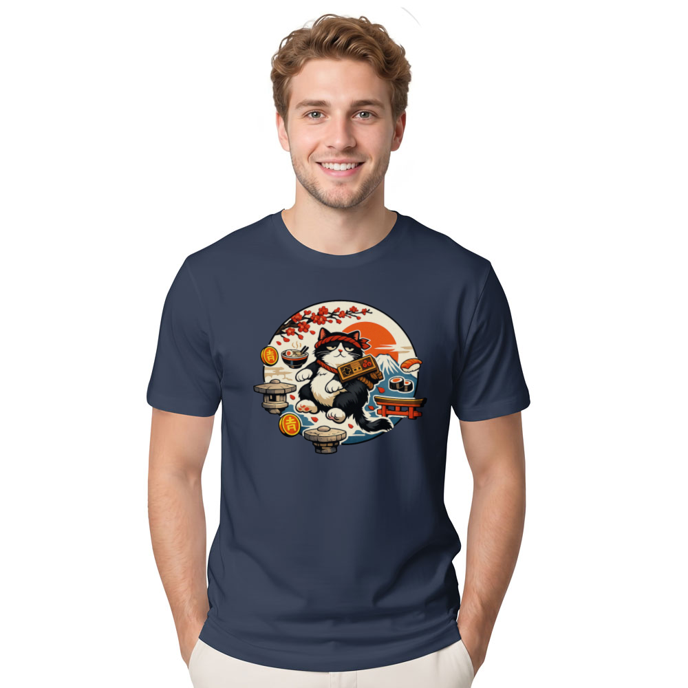 Ukiyo-e Otaku Cat T-Shirt For Anime Fans Vintage Gifts for Men Women Boy Kids T-Shirt