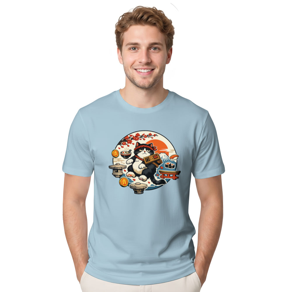 Ukiyo-e Otaku Cat T-Shirt For Anime Fans Vintage Gifts for Men Women Boy Kids T-Shirt