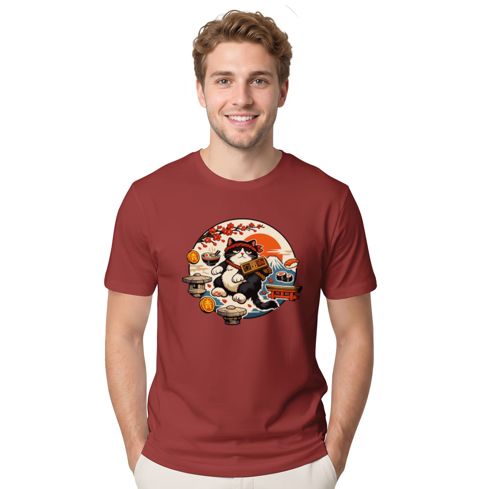 Ukiyo-e Otaku Cat T-Shirt For Anime Fans Vintage Gifts for Men Women Boy Kids T-Shirt