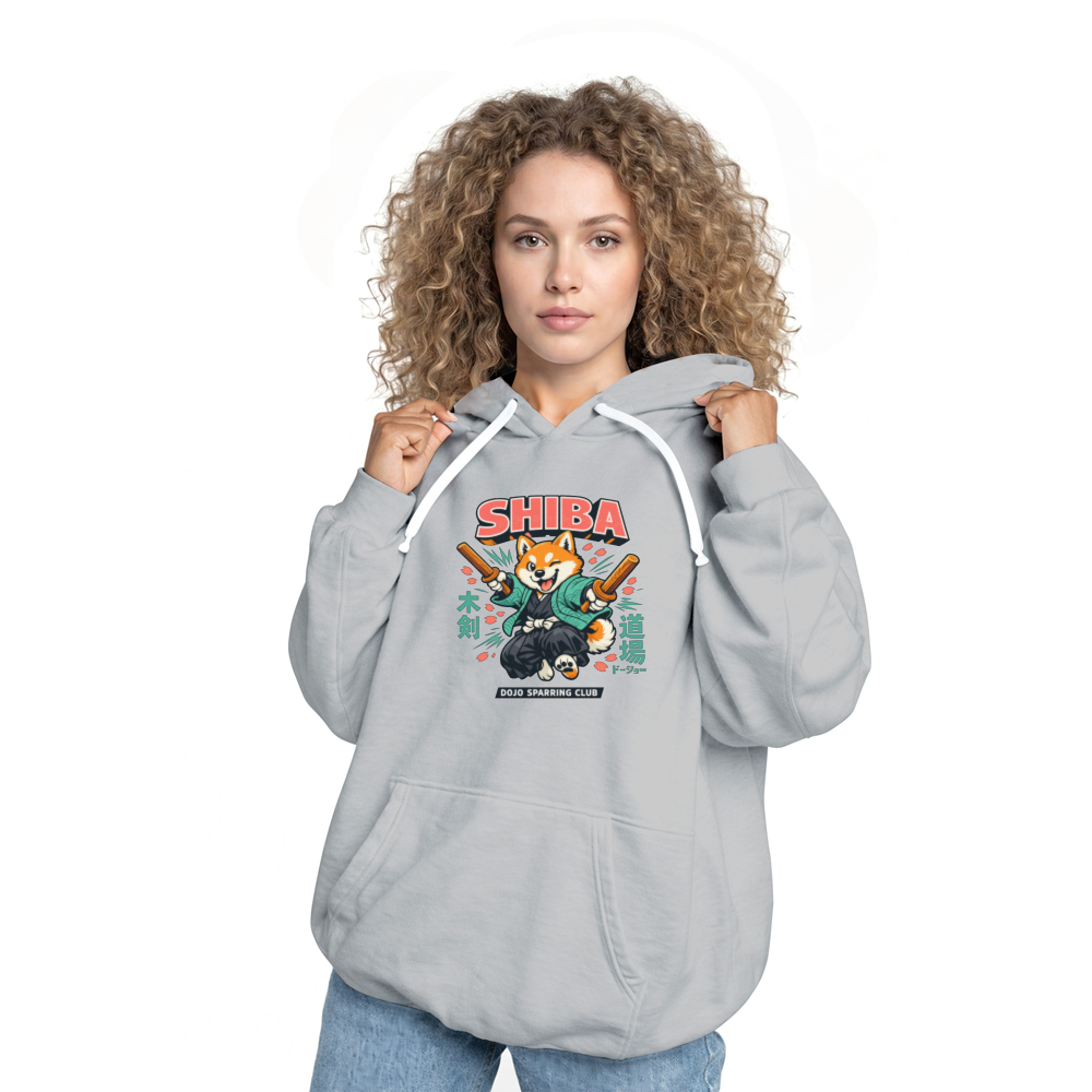 Shiba Samurai Bokken Sparring Hoodie Retro Anime Otaku Streetwear Playful Gifts for Men Women Boy Kids Pull Over Hoodie