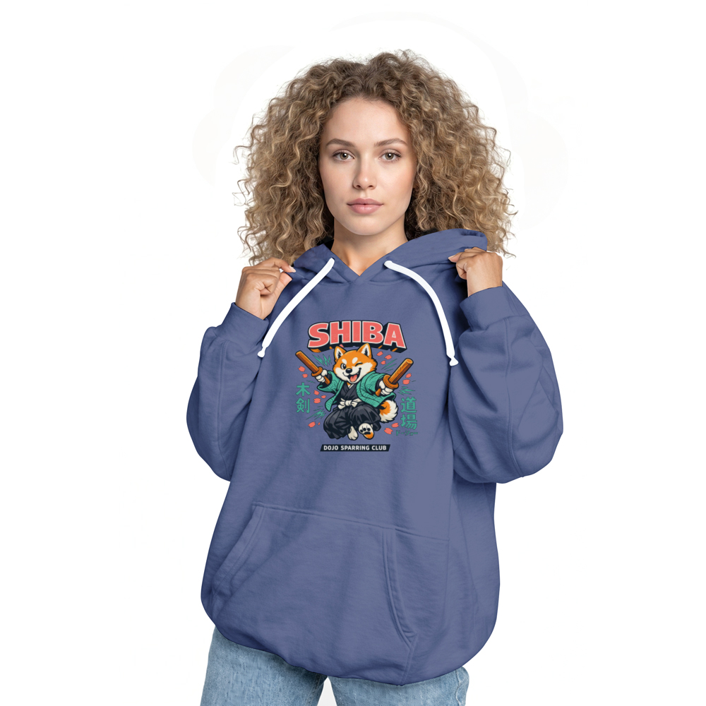 Shiba Samurai Bokken Sparring Hoodie Retro Anime Otaku Streetwear Playful Gifts for Men Women Boy Kids Pull Over Hoodie