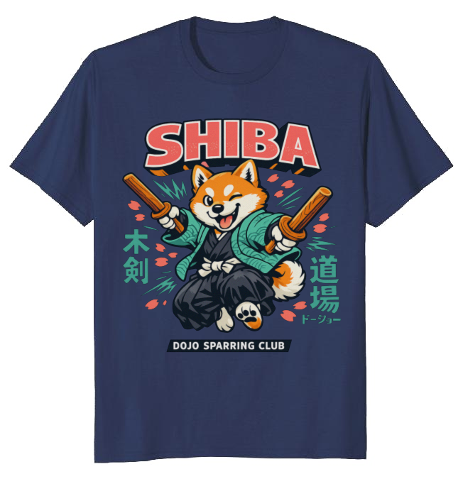 Shiba Samurai T-Shirt Retro Bokken Sparring Design Playful Gifts for Men Women Boy Kids T-Shirt