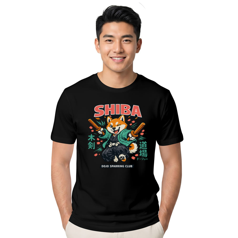 Shiba Samurai T-Shirt Retro Bokken Sparring Design Playful Gifts for Men Women Boy Kids T-Shirt
