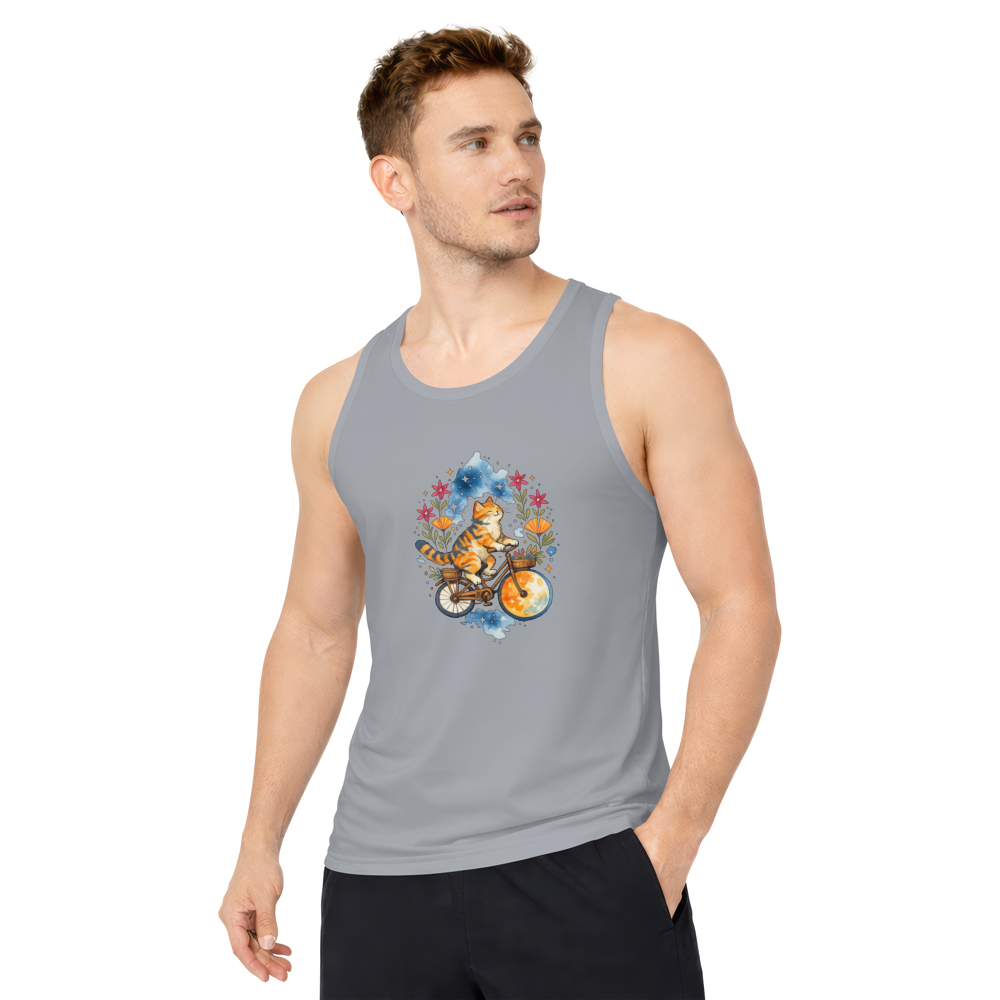 Watercolor Tabby Cat Moon Rider Tanktop Boho Celestial Tee Whimsical Gifts for Men Women Boy Kids Tanktop - Unisex