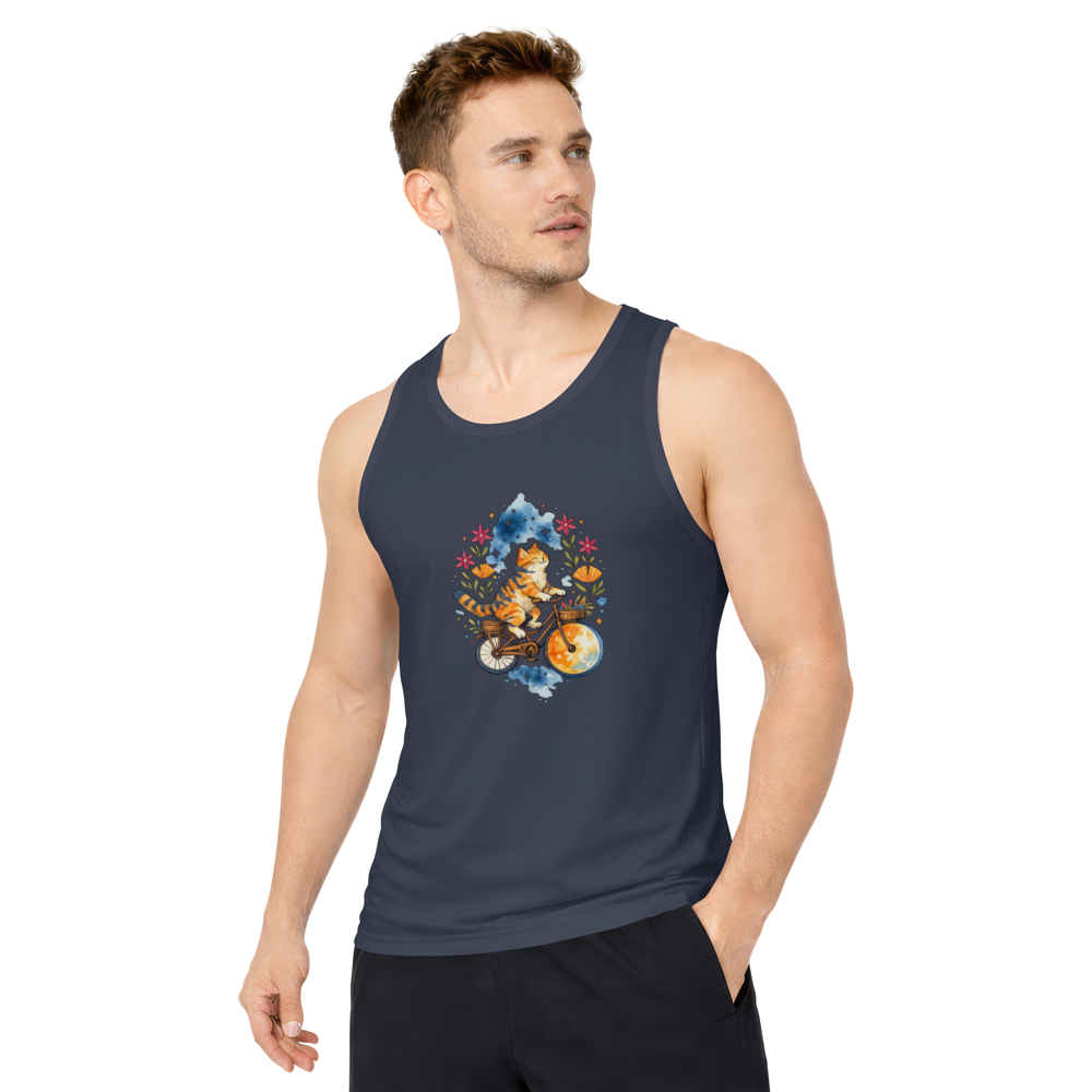Watercolor Tabby Cat Moon Rider Tanktop Boho Celestial Tee Whimsical Gifts for Men Women Boy Kids Tanktop - Unisex