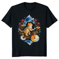 Celestial Tabby Moon Rider Tee Watercolor Folk Art Whimsical Gifts For Men Women Boy Kids T-Shirt