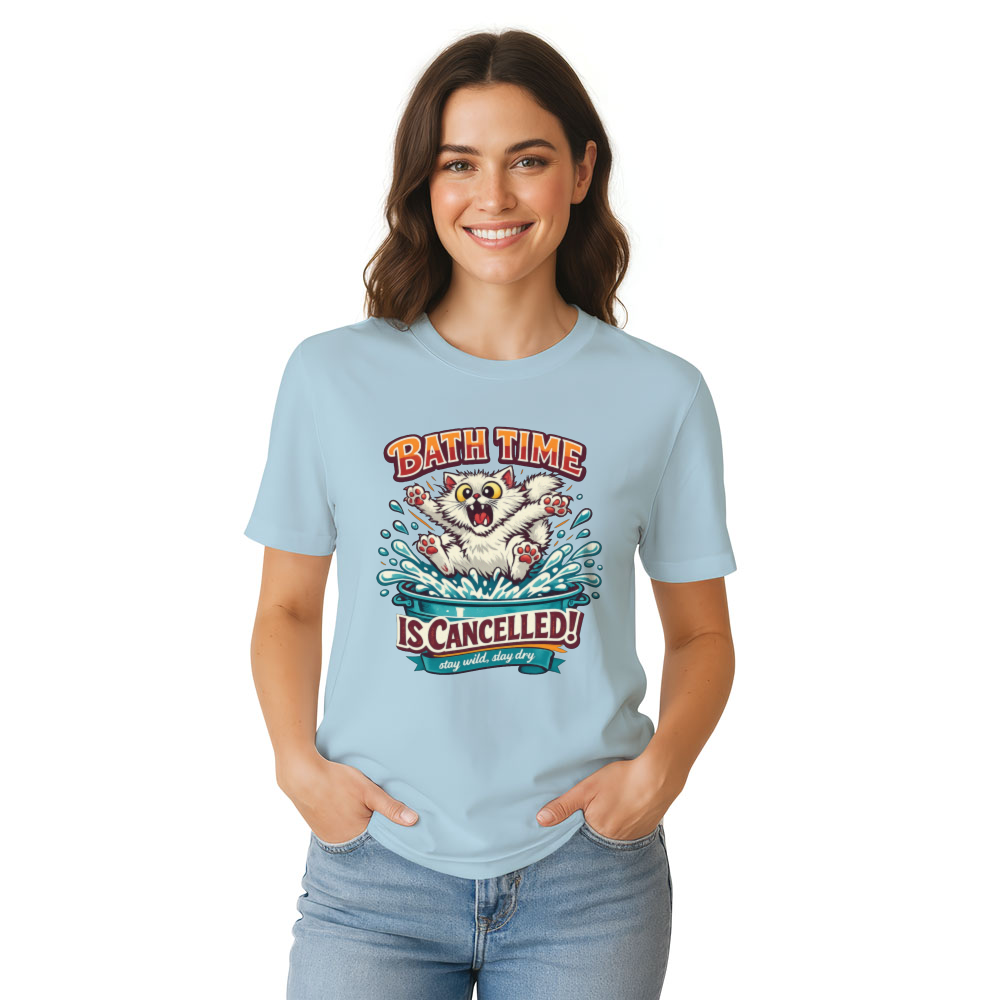 Retro Chaotic Cat Splash Graphic Bath Time Escape Funny Gifts for Men Women Boy Kids T-Shirt