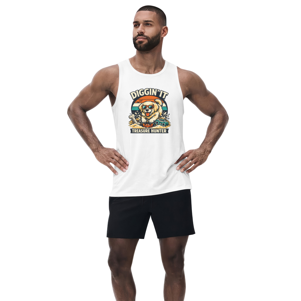 Diggin' It Retro Golden Retriever Treasure Hunter Tanktop Chill Gifts For Men Women Boy Kids Tanktop