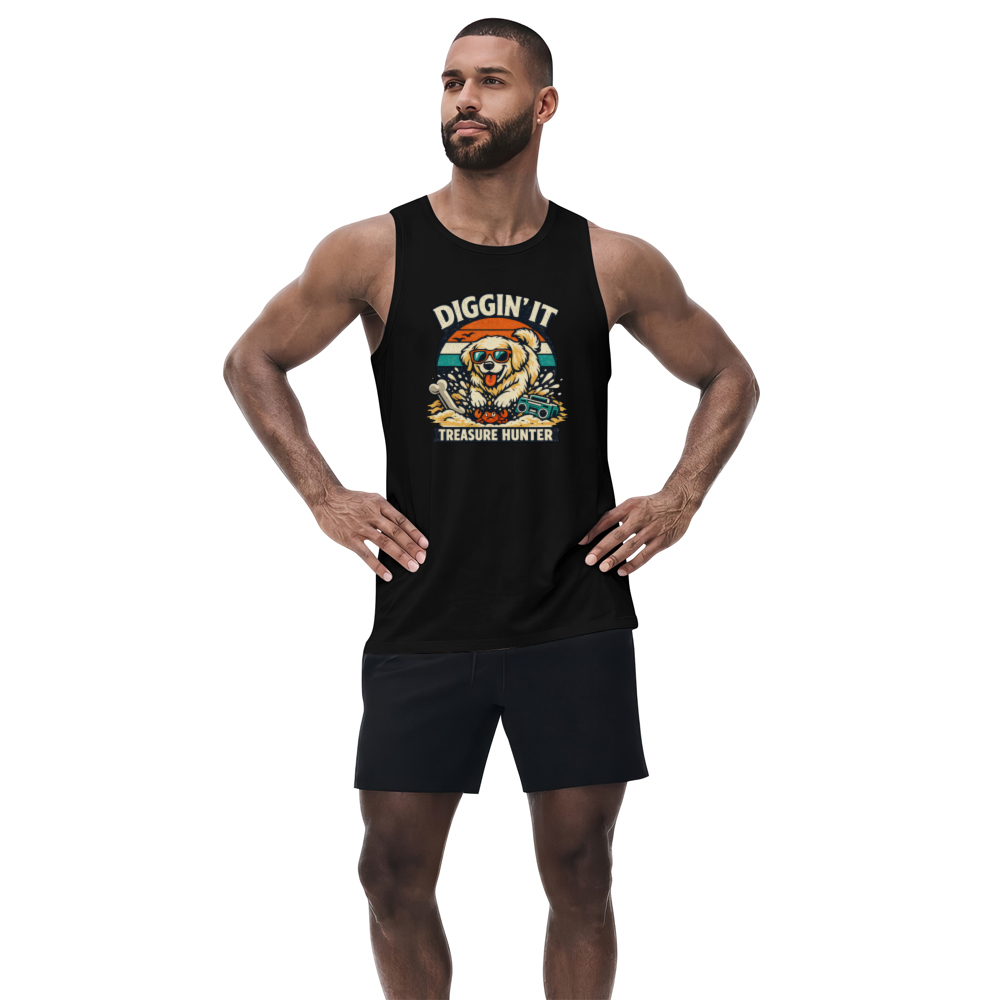 Diggin' It Retro Golden Retriever Treasure Hunter Tanktop Chill Gifts For Men Women Boy Kids Tanktop