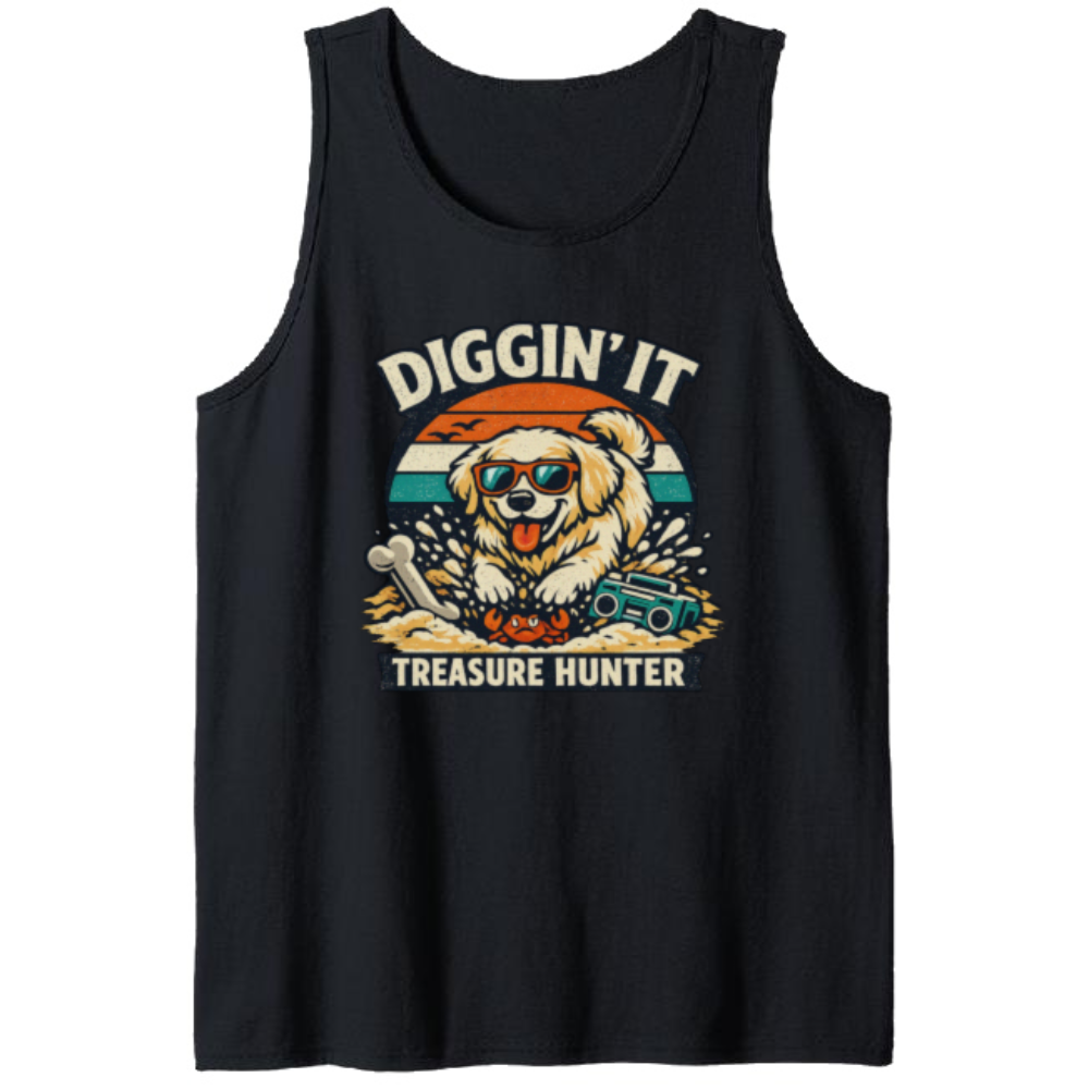 Diggin' It Retro Golden Retriever Treasure Hunter Tanktop Chill Gifts For Men Women Boy Kids Tanktop
