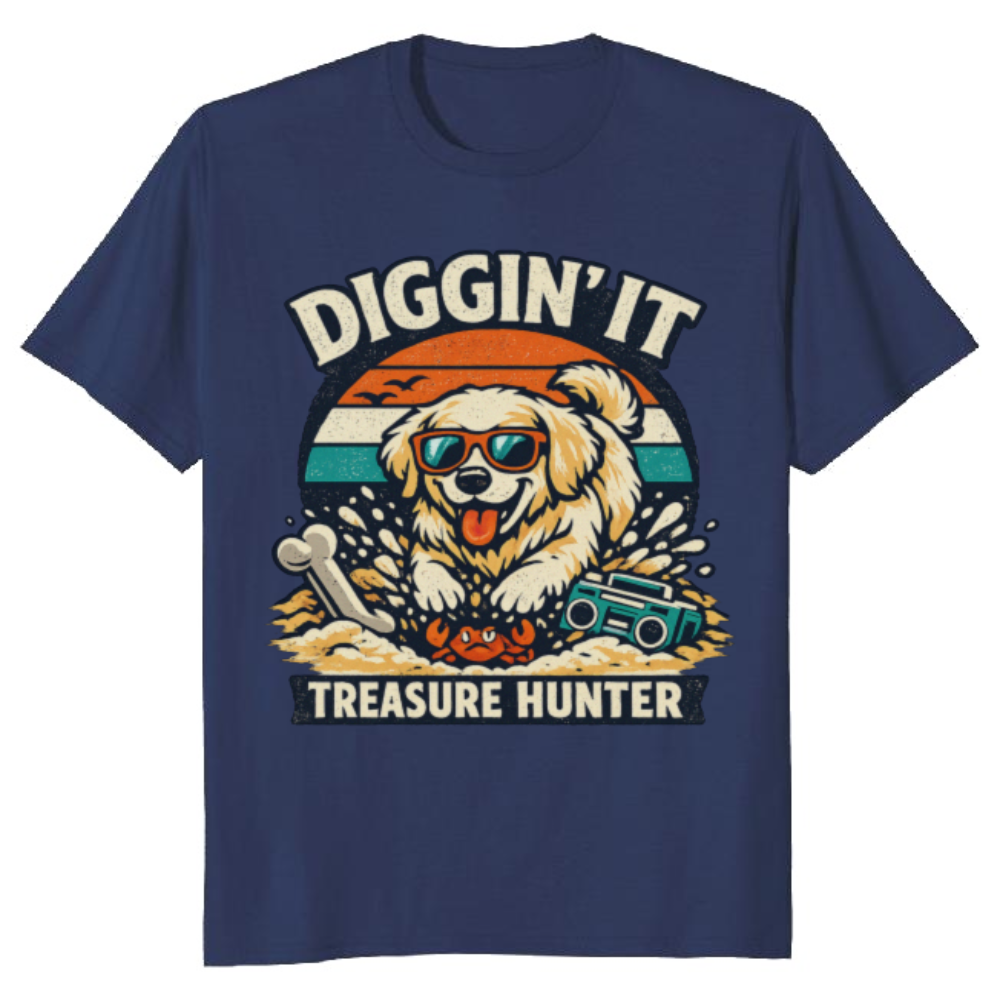 Retro Golden Retriever Treasure Hunter T-Shirt Chill Gifts for Men Women Boy Kids T-Shirt