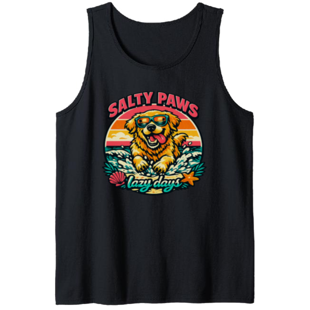 Retro Golden Retriever Surf Tank Top Beach Graphic Vintage Gifts for Men Women Boy Kids Tank Top