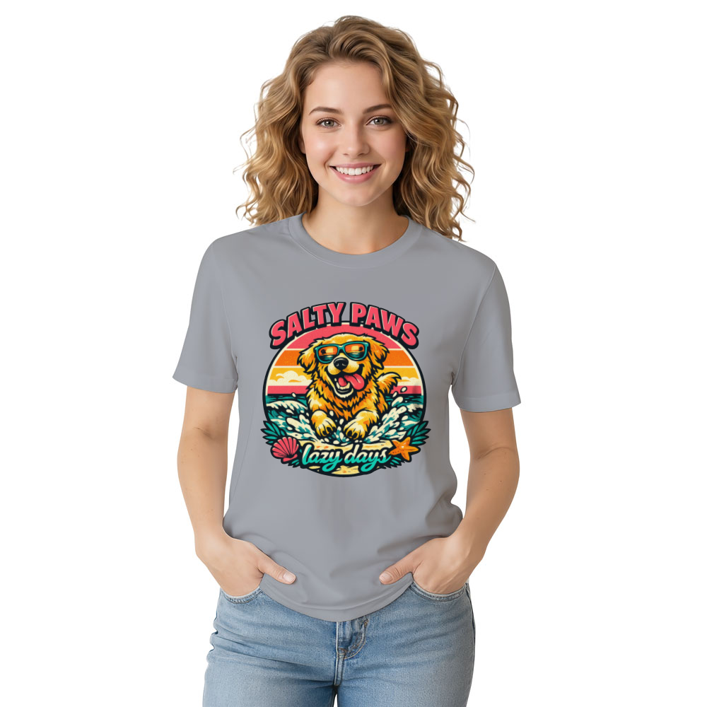 Salty Paws Vintage Golden Retriever Surf Tee Retro Gifts for Men Women Boy Kids T-Shirt