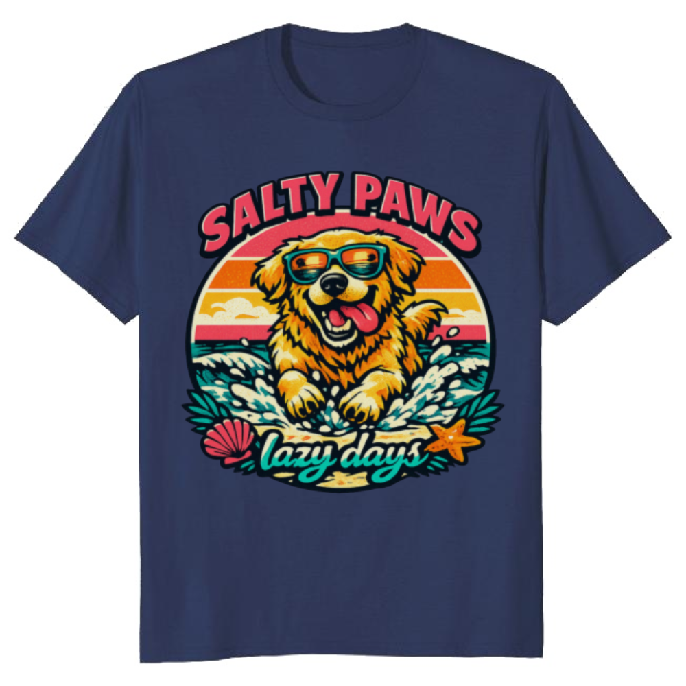 Salty Paws Vintage Golden Retriever Surf Tee Retro Gifts for Men Women Boy Kids T-Shirt