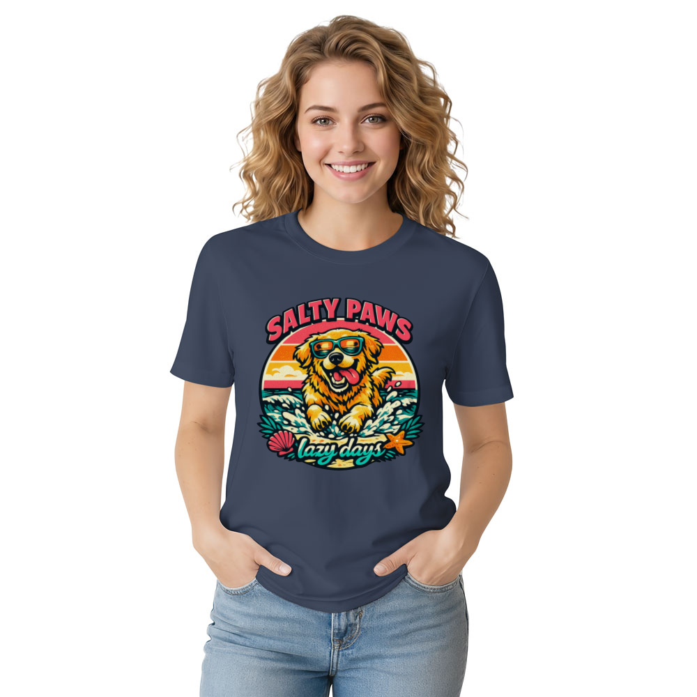 Salty Paws Vintage Golden Retriever Surf Tee Retro Gifts for Men Women Boy Kids T-Shirt