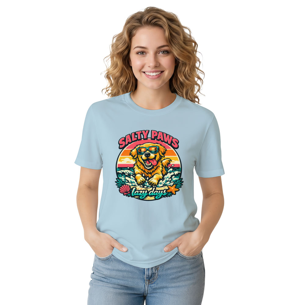 Salty Paws Vintage Golden Retriever Surf Tee Retro Gifts for Men Women Boy Kids T-Shirt