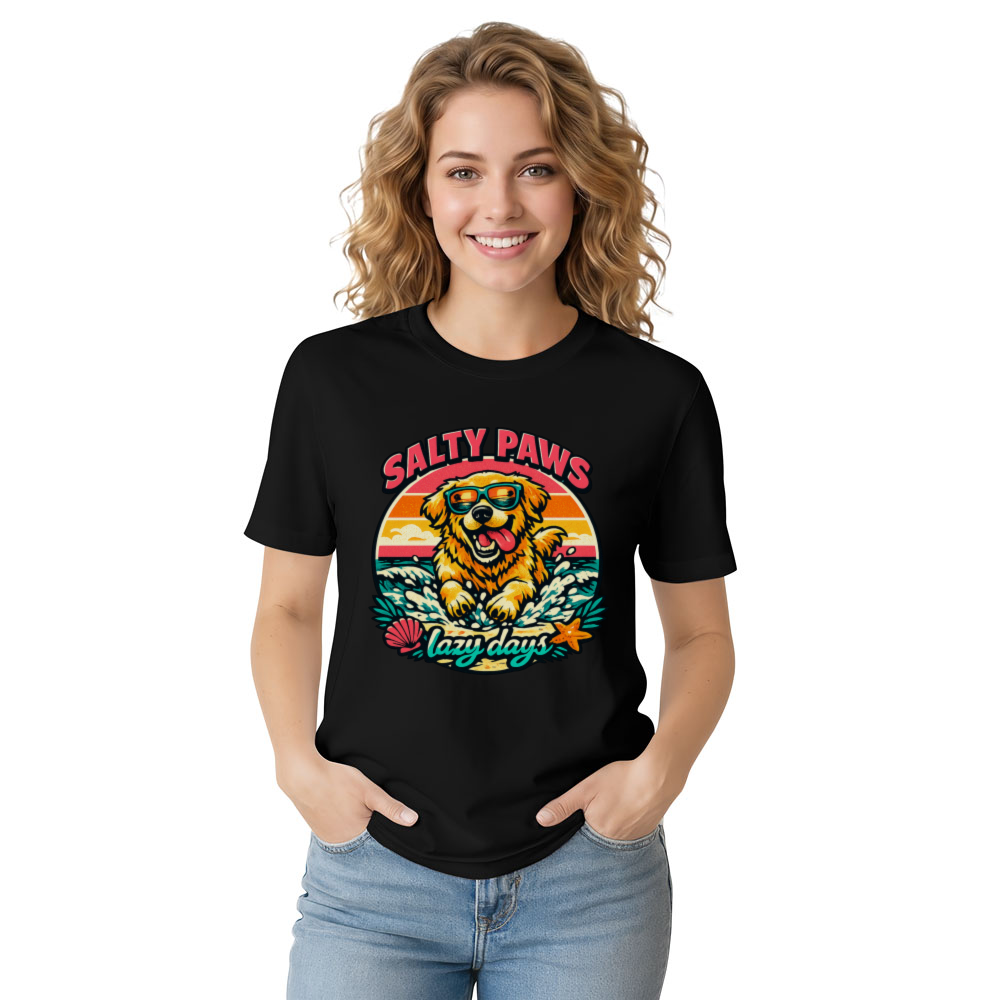 Salty Paws Vintage Golden Retriever Surf Tee Retro Gifts for Men Women Boy Kids T-Shirt