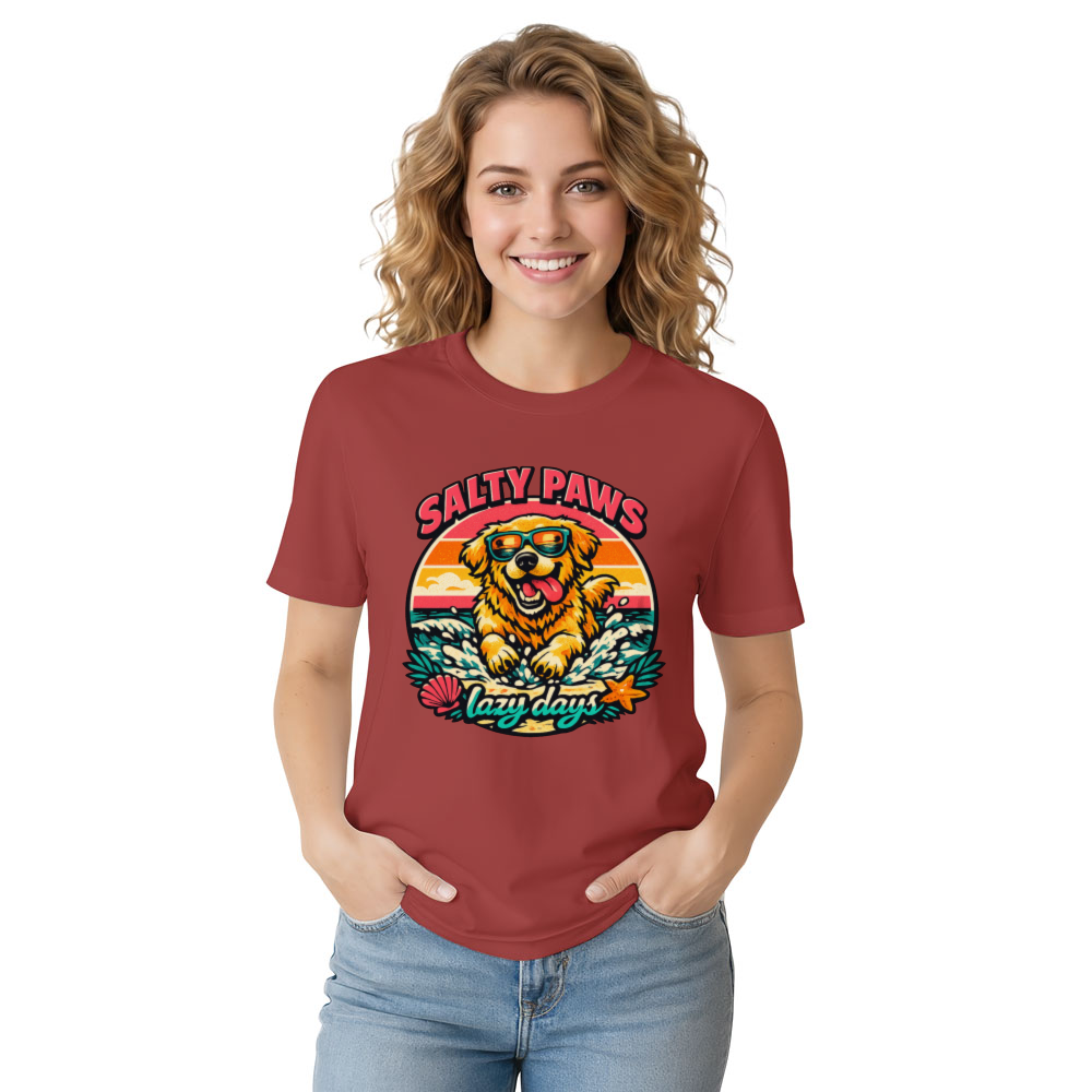 Salty Paws Vintage Golden Retriever Surf Tee Retro Gifts for Men Women Boy Kids T-Shirt