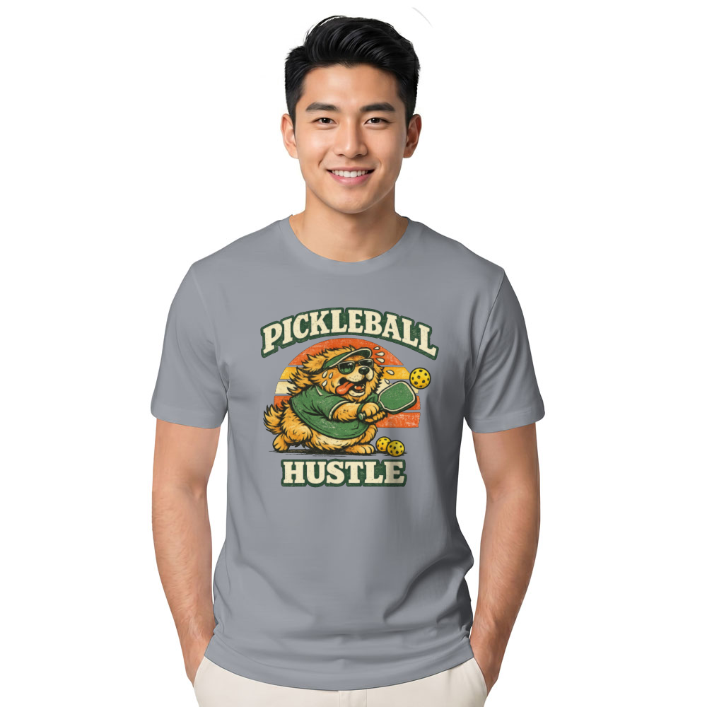 Pickleball Hustle Vintage Fluffy Golden Retriever Shirt Funny Gifts for Men Women Boy Kids T-Shirt