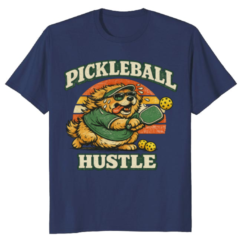 Pickleball Hustle Vintage Fluffy Golden Retriever Shirt Funny Gifts for Men Women Boy Kids T-Shirt